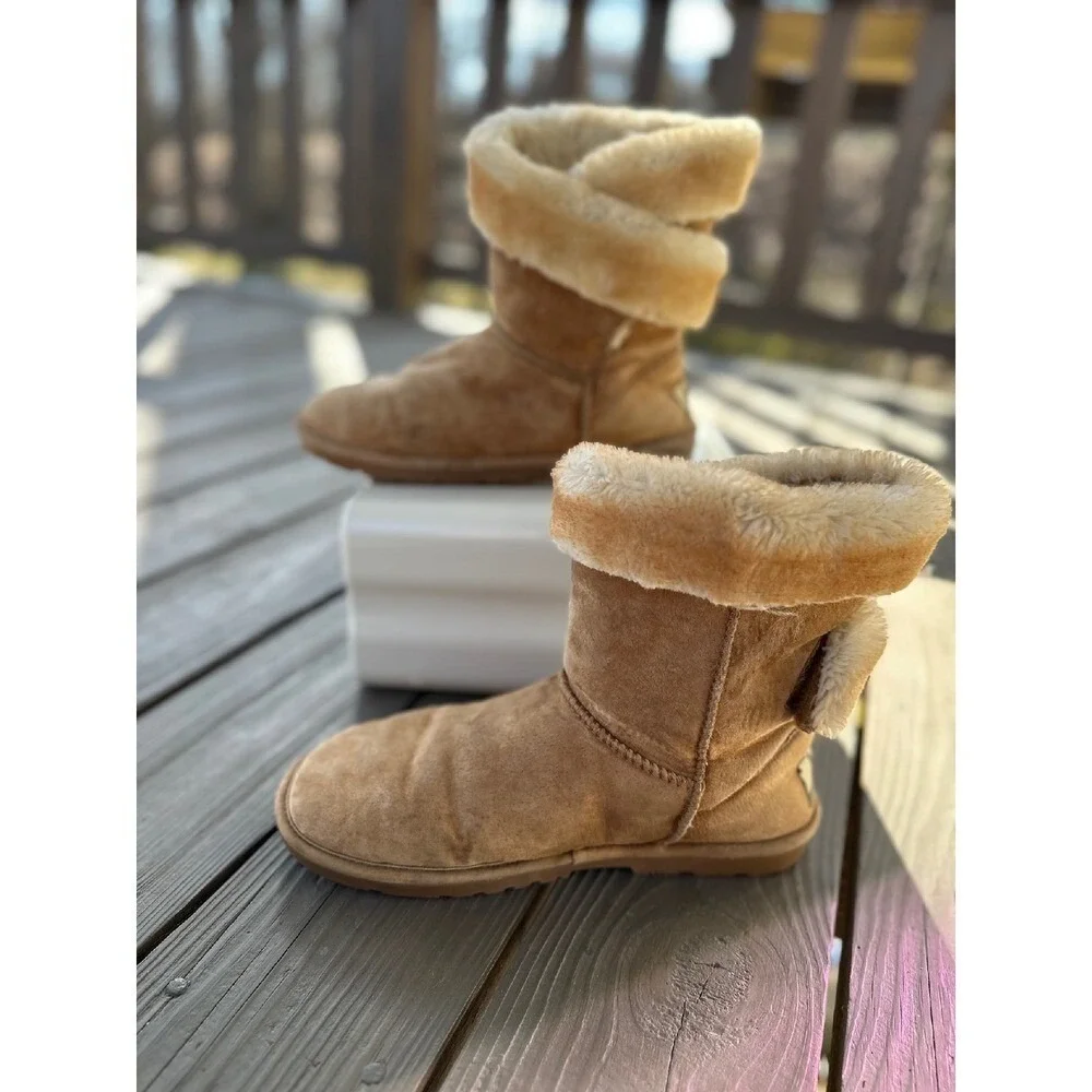 Lamo Suede Boots Tan Suede‎ Leather Faux Fur Woman's 11